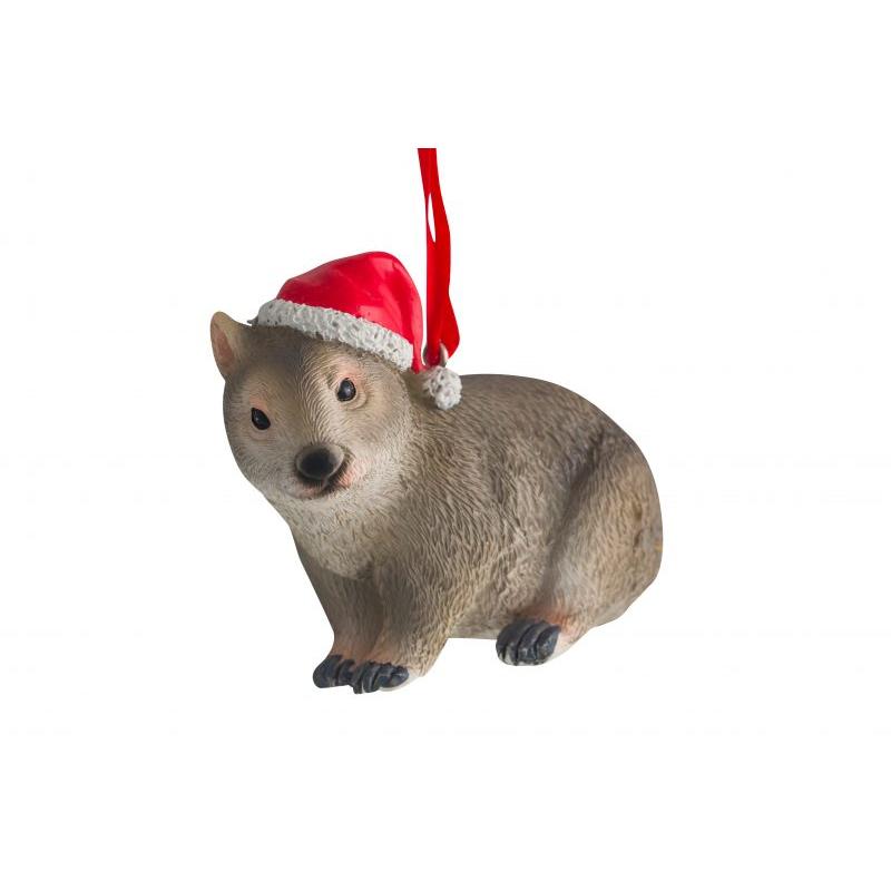 Christmas Wombat Hanging Decoration 7cm