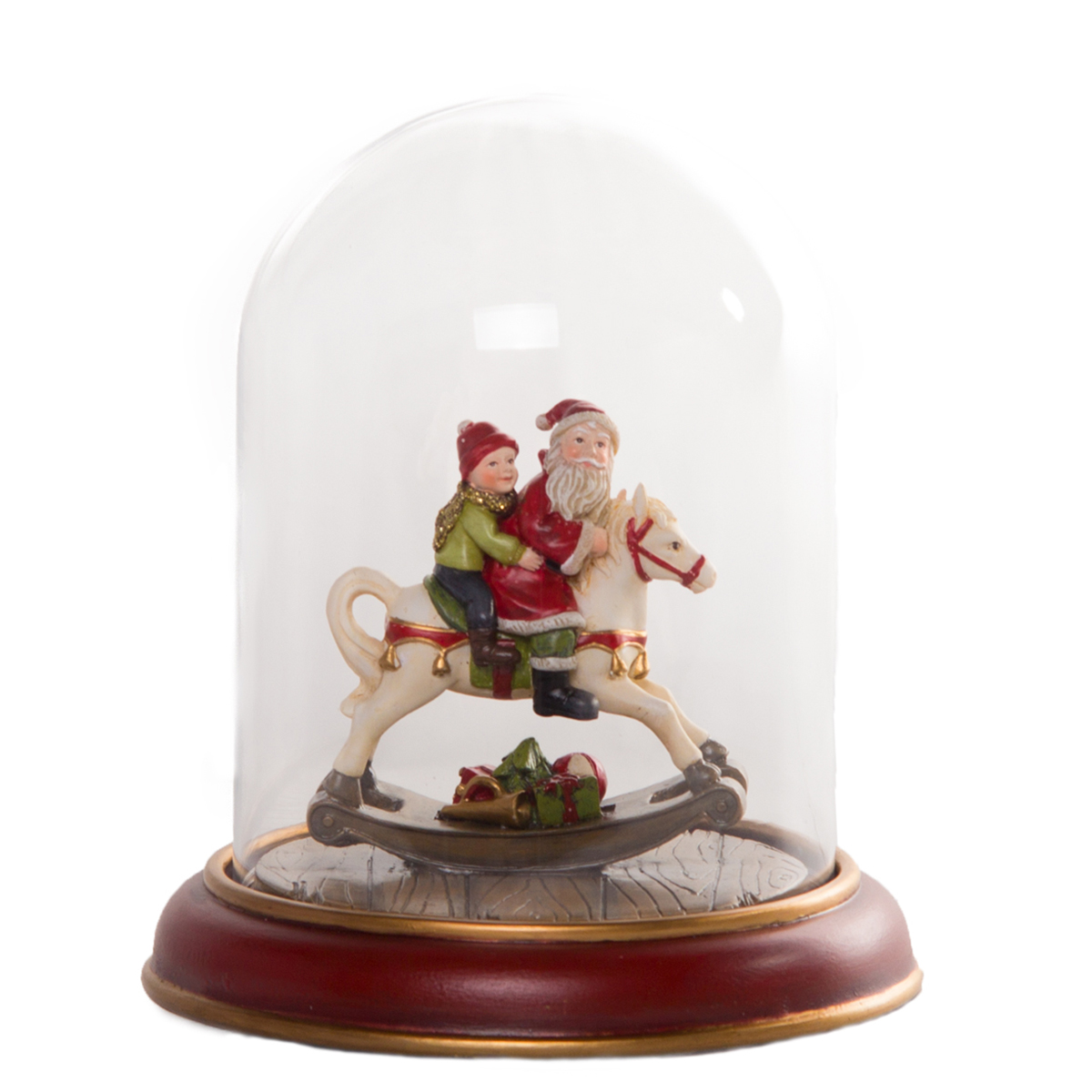 Santa on Horse Glass Dome 19cm