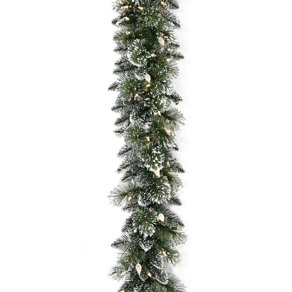 274cm Glittery Bristle Christmas Garland with Lights | Swish Collection ...
